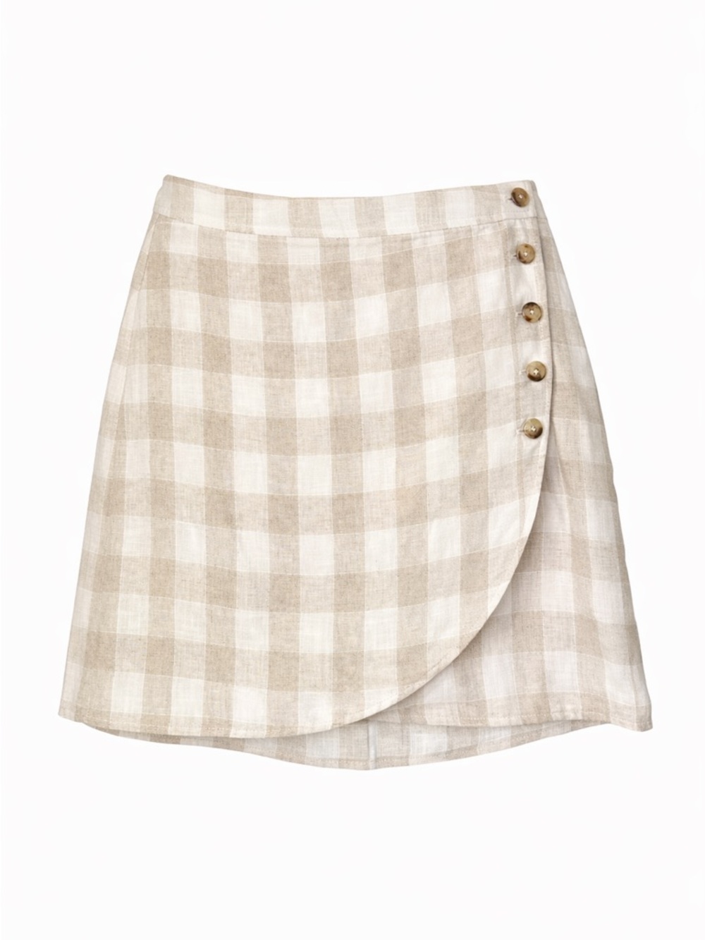 Madewell Linen Blend Plaid Wrap Skirt  Button Detail Coastal Preppy Size 12